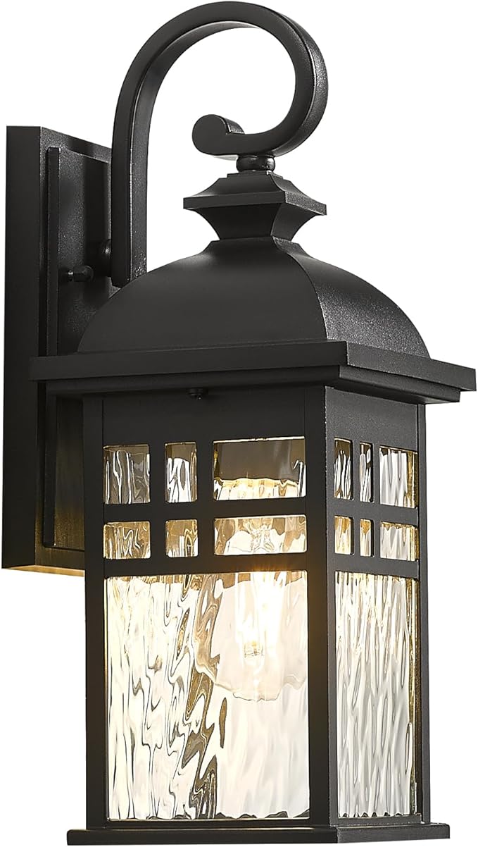 Outdoor Wall Lamps Exterior Lighting Fixtures 22 Inch Height Porch Light with Water Ripple Glass E26 Socket