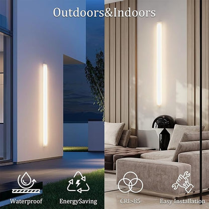 59In Long Outdoor LED Wall Light,Modern Outdoor Wall Light IP65 Waterproof 3000K for Courtyard(White)