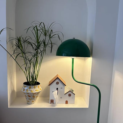 Nordic Style Green Floor Lamp Metal Dome Shade Modern Floor Light Mush-Room Cute Standing Floor Lamp Tall Unique Lamps with Foot Switch and Iron Shade