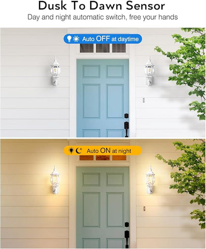 VIANIS Outdoor Wall Sconce, White Dusk to Dawn Outdoor Lighting Wall Mounted, 100% Aluminum Waterproof Exterior Front Porch Light Fixture for House, Modern Outside Lantern Lights for Garage Lamp