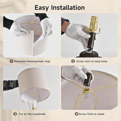 Farmhouse Lamps for Living Room Vintage Bedroom Nightstand Table LampRustic Bedside Lamp Lamps Set of 2 Rocker Switch & USB A+C Charging Ports & AC Outlet,Built-In Frosted Glass Night Light