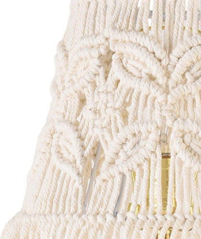 White Ivory Bell Lamp shade Medium Boho Lampshade 7.5``Top x 12``Bottom x 11``High(Spider) Handmade Woven Lamp shade for Table Lamp & Bedside Lamp - Replacement Tassel Lampshade