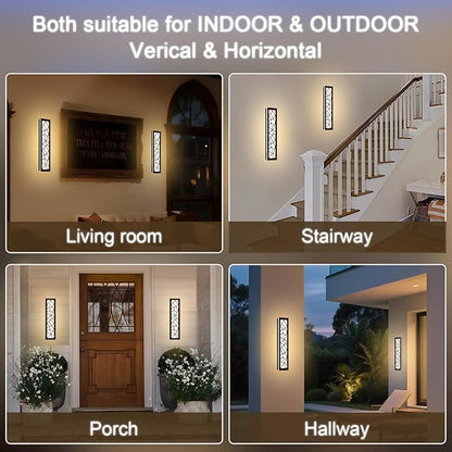 2 Pack Modern Outdoor Led Wall Light,16 inch Outdoor Wall Linear Lights,Dimmable Outside Long Lighting Fixture,Exterior Long Linear Light for Porch,Patio,Garage,Enterway