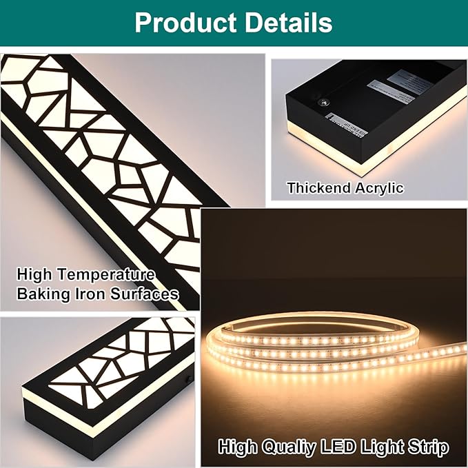 2 Pack Modern Outdoor Led Wall Light,16 inch Outdoor Wall Linear Lights,Dimmable Outside Long Lighting Fixture,Exterior Long Linear Light for Porch,Patio,Garage,Enterway
