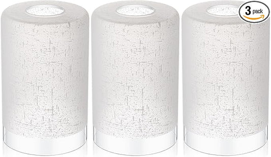 3 Pcs White Linen Frosted Glass Shade Replacements for Pendant Light Fixtures Glass Lamp Shade Cover, 1-5/8 Inch Fitter E26 Base, 4"w x 6"h, Replacement Lamp Globe for Chandelier Wall Sconce
