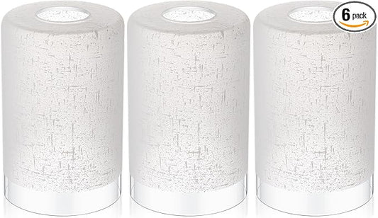 6 Pcs White Linen Frosted Glass Shade Replacements for Pendant Light Fixtures Glass Lamp Shade Cover, 1-5/8 Inch Fitter E26 Base, 4"w x 6"h, Replacement Lamp Globe for Chandelier Wall Sconce