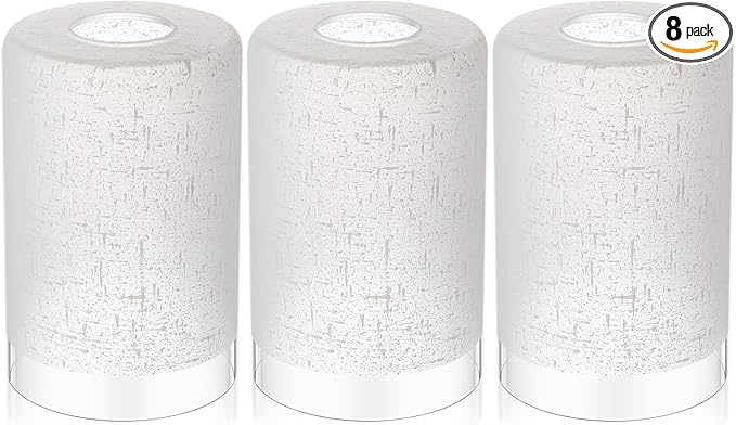 8 Pcs White Linen Frosted Glass Shade Replacements for Pendant Light Fixtures Glass Lamp Shade Cover, 1-5/8 Inch Fitter E26 Base, 4"w x 6"h, Replacement Lamp Globe for Chandelier Wall Sconce