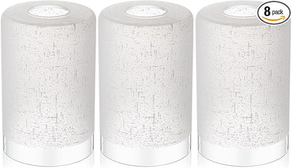 8 Pcs White Linen Frosted Glass Shade Replacements for Pendant Light Fixtures Glass Lamp Shade Cover, 1-5/8 Inch Fitter E26 Base, 4"w x 6"h, Replacement Lamp Globe for Chandelier Wall Sconce