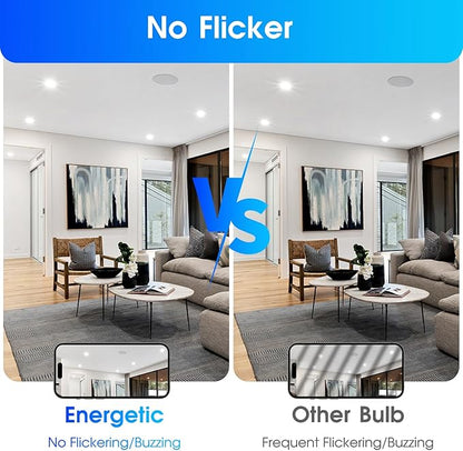 Energetic BR40 LED Light Bulbs, Indoor Flood Light, Dimmable, 5000K Daylight, 110W Equivalent, 1600LM, E26 Base, Recessed Can Lights, High Lumen, Flicker Free, UL Listed, 6 Pack