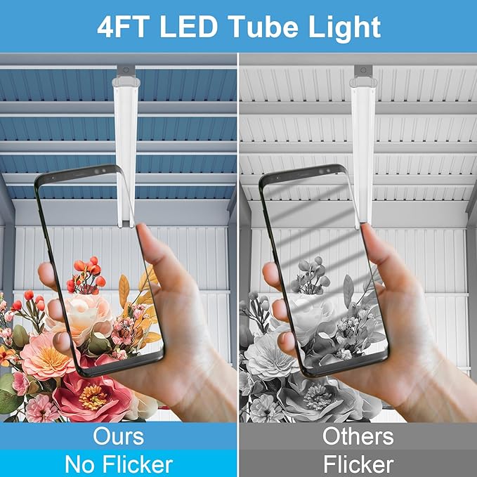T8 LED Tube Light Bulbs 4 Foot 20W 40W Equivalent 6000K Cool White 2000LM, T8 T10 T12 Fluorescent Replacement, Dual-end Powered Ballast Bypass, Clear Cover ETL Listed for Garage, 10-Pack
