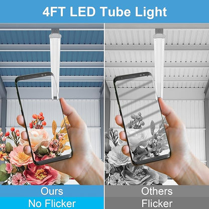 T8 LED Tube Light Bulbs 4 Foot 20W 40W Equivalent 6000K Cool White 2000LM, T8 T10 T12 Fluorescent Replacement, Dual-end Powered Ballast Bypass, Clear Cover ETL Listed for Garage, 10-Pack