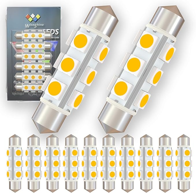 44mm DC 24V Warm White Festoon LED Bulb,578 569 LED Bulbs 211-2 Navigation Bulb for Truck Interior Dome Reading Map Cargo Lights Non Polarity(Pack 12)
