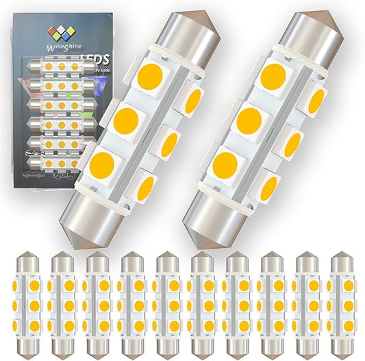 44mm DC 12V Warm White Festoon LED Bulb,578 569 LED Bulbs 211-2 for Lanscape Camper RV Automotive Interior Dome Reading Map Cargo Lights Non Polarity(Pack 12)