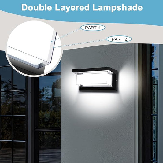 4 Pack 6000K Outdoor Porch Lights, 18W 1800LM LED Wall Lighting, IP65 Waterproof Rustproof Aluminum Modern Exterior Fixtures for Front Door, Patio, Backyard