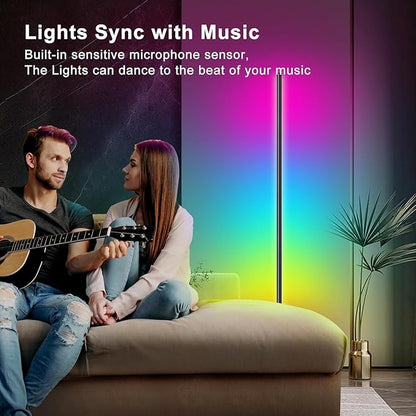 RGB LED Floor Lamp, RGB LED Corner Lamp with Music Sync, Remote Control Color Changing Ambience Light, 16 Million DIY Colors Timer Setting for Living Rooms, Bedrooms and Gaming Rooms