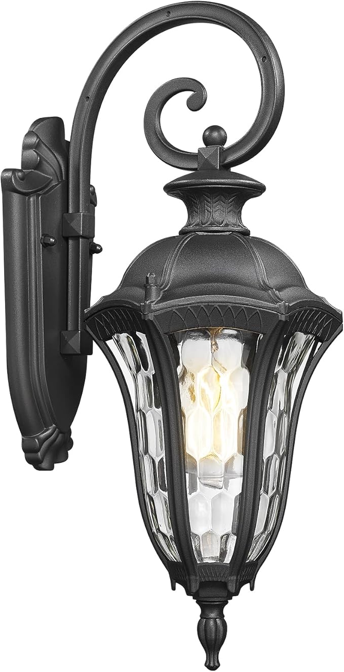 Outdoor Lights Fixtures Wall Mount, Outdoor Sconce Lighting Anti-Rust Exterior Porch Light Waterproof Aluminum Outside Lamp with Water Ripple Glass for Home Garden Patio Garage