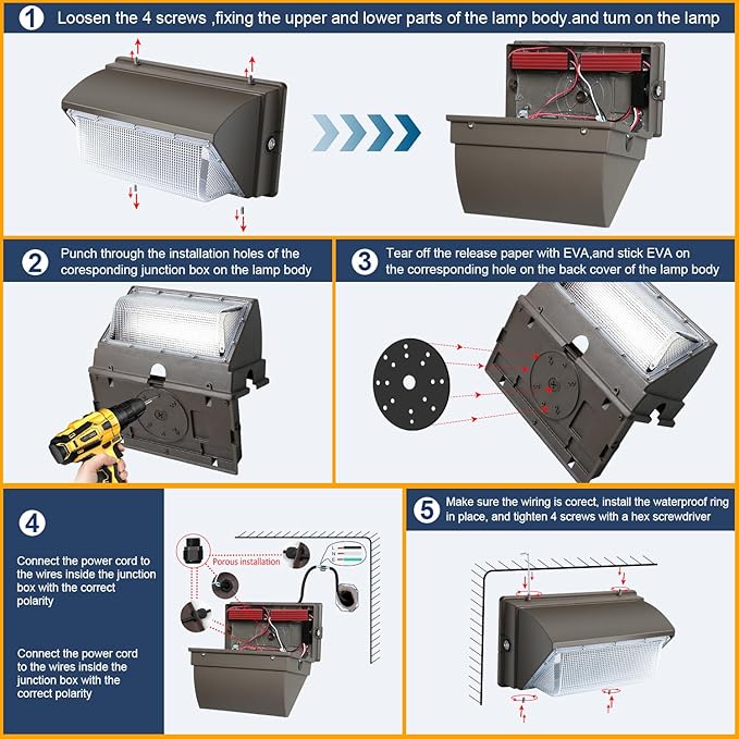 LED Wall Pack Light 18000LM Dusk to Dawn LED Outdoor Flood Security Lights 120W 5000K 100V-277V Commercial and Industrial Building Wall Mount Exterior Lighting for Yard Barn Garage