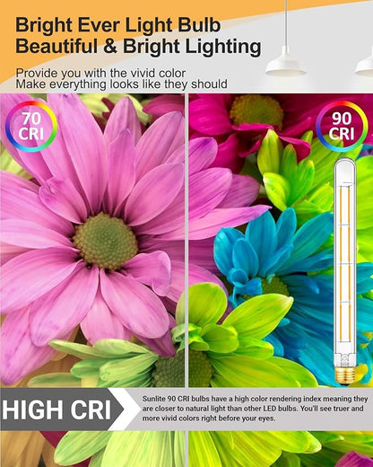LED Tubular Light Bulbs,E26 Dimmable Long Led Bulbs,10W Equal 100 Watt, 2700K Warm White,11.8in Led Edison Tube Bulb,T10 Clear Glass Cover,6Pack.
