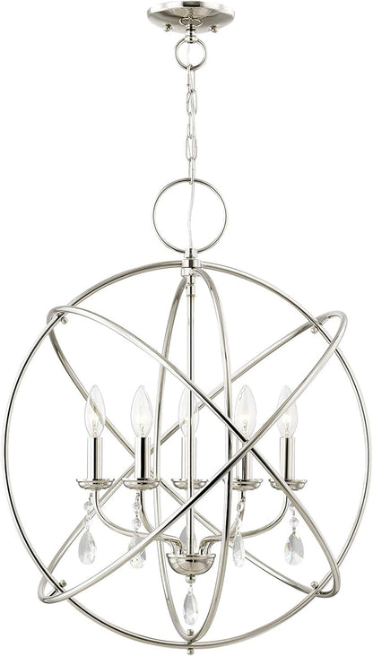 Livex Lighting 40905-35 Transitional Five Light Chandelier from Aria Collection in Polished Nickel Finish