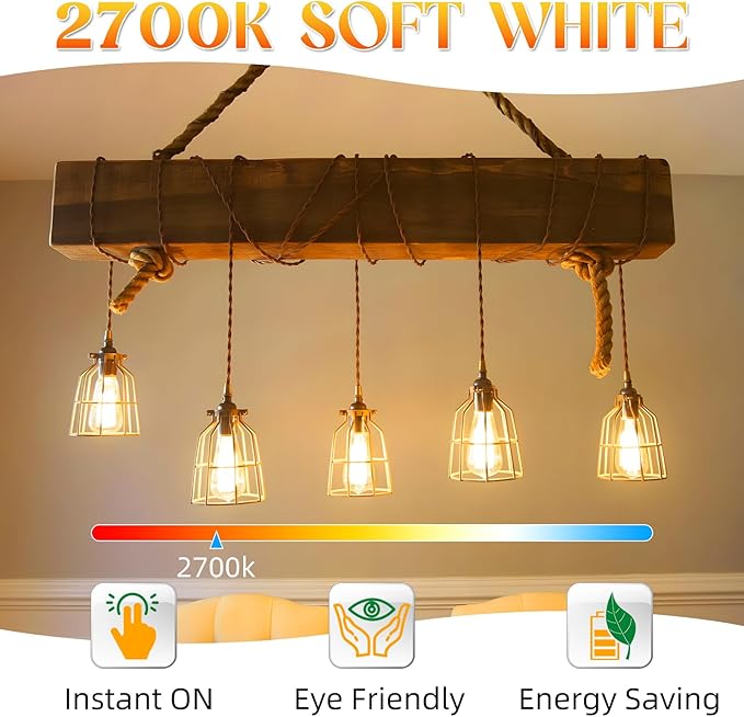 Edison Bulbs, E26 LED Bulb 60 watt Equivalent, Non-Dimmable, Soft White 2700K, ST58 Vintage Light Bulbs, 90+ CRI, 6W 600LM, E26 Medium Base, Clear Glass, 12 Pack