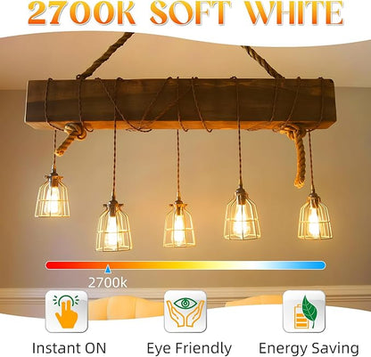 Edison Bulbs, E26 LED Bulb 60 watt Equivalent, Non-Dimmable, Soft White 2700K, ST58 Vintage Light Bulbs, 90+ CRI, 6W 600LM, E26 Medium Base, Clear Glass, 12 Pack