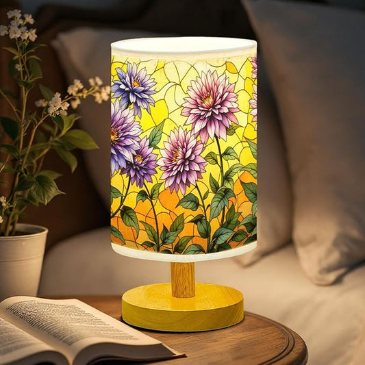 Aster Table Lamp LED 3-Color Pressed Bedside, Aster Shade Lamp with Wood Base for Bedroom Living Room Desk Office