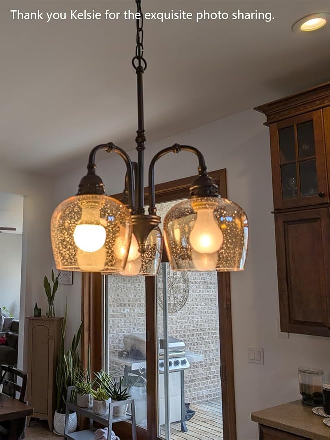 3 Pack 6.1 Inch Clear Seeded Glass Lamp Shade Pendant Ceiling Chandelier Wall Sconce Light Replacement Oval Painting Glass Shade Fixture Over Sink Kitchen Island