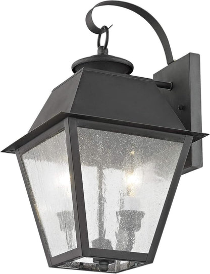 Livex Lighting 2165-29 Transitional Three Light Outdoor Wall Lantern from Mansfield Collection in Pwt, Nckl, B/S, Slvr. Finish, Vintage Pewter