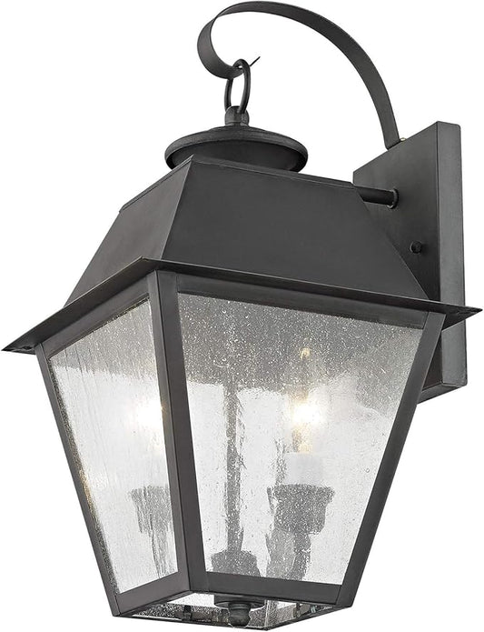Livex Lighting 2165-29 Transitional Three Light Outdoor Wall Lantern from Mansfield Collection in Pwt, Nckl, B/S, Slvr. Finish, Vintage Pewter