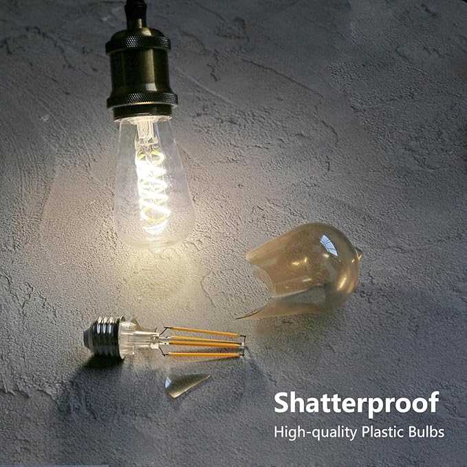 6 PCS ST58/ST19 Spiral LED Bulb, Daylight White 4000K, Antique LED Filament Bulbs with 80+ CRI, 600 LM, 6W Equivalent to 60W, Antique Plastic Style for Home, Dining Room, Office