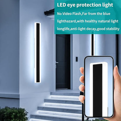 Mikeru 2Pack 47.2inch Long Led Wall Light, 6000k Cool White Modern Outdoor Wall Light Ip65 Waterproof Black Acrylic Porch Exterior Lighting Fixtures, Exterior Wall Mount Lights