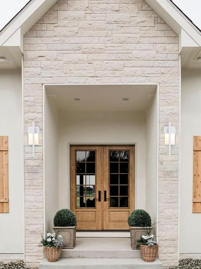 LamQee Outdoor Wall Lights Modern Exterior Lighting Fixtures, 3000K Integrated LED Outdoor Wall Sconce Lighting, Matte White Outside Wall Mount Lights for House Front Door Porch Garage Patio 1 Pack