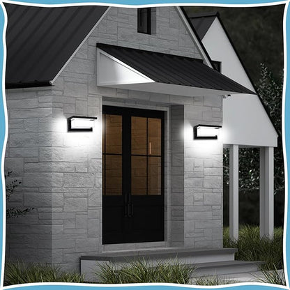 6000K Porch Lights Outdoor, 18W 1800LM LED Wall Light, IP65 Waterproof Anti-Rust Aluminum Modern Exterior Fixtures for Over Door, Garage, Patio (2 Pack)
