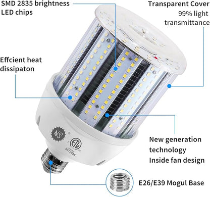S 2-Pack 80W LED Corn Bulbs,5000K,AC100-277V,12000lm,E26/E39 Base,LED Replacement Metal Halide HID CFL for Commercial Industrial Lighting Warehouse High Bay Light Fixture Garage Workshop