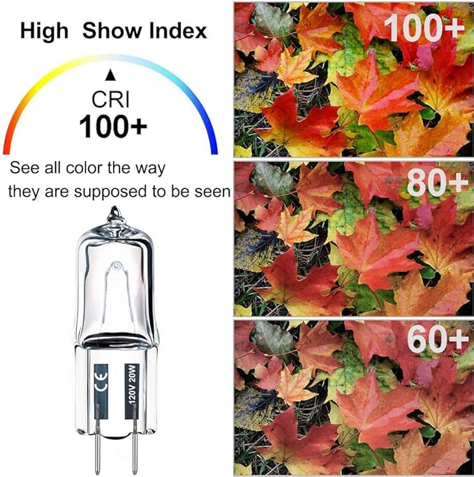 JCD 10PCS G8 Halogen Bulb 20W 120V, Bi-Pin Xenon Light Bulbs, Warm White, Dimmable, for Under Cabinet Puck Lights