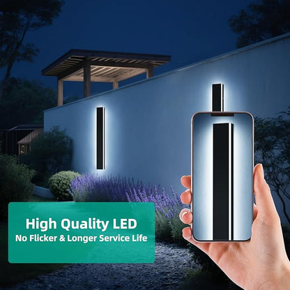 Upgrade Widened 2 Pack Long Modern Outdoor Wall Light, 31.4inch Dimmable 3000K-6000K LED Porch Wall Sconce, IP65 Waterproof, Outside Lighting Fixture for House, Yard, Fence with Remote Control