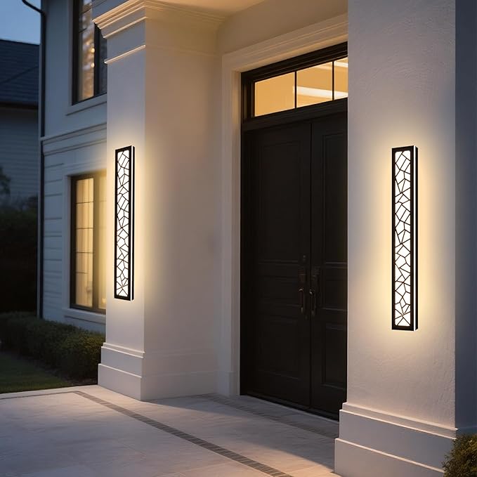 2 Pack Outdoor Wall Light for Porch,32 inch Modern Led Long Wall Lights Fixture,Dimmable Exterior Linear Lighting for House,Outside LED Long Lights for Patio,Garage