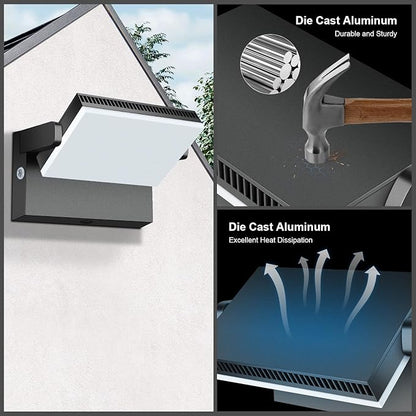 Modern Sleek LED Flood Light, 360° Rotatable 120W Commercial Wall Pack with Dusk to Dawn, 18000LM 5000K Waterproof Outdoor Lighting for Yard, Driveway, Car Lot, Building