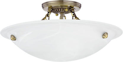 Livex Lighting 4273-01 Oasis 3-Light Ceiling Mount, Antique Brass