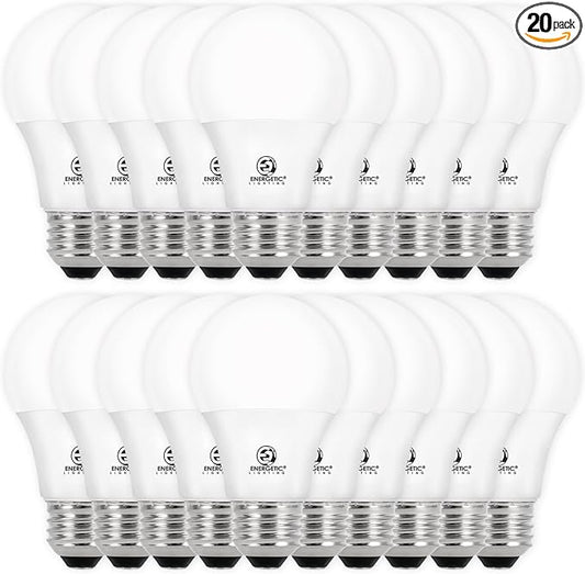 E ENERGETIC LIGHTING Dimmable LED Light Bulbs, 60W Equivalent, Cool White 4000K, 8W 800 Lumens LED Bulbs, E26 Base Standard Light Bulbs, ETL Listed, 20 Packs