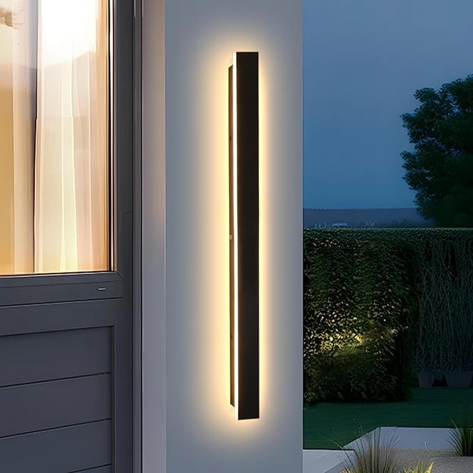 Modern Outdoor Wall Lights 47.2 Inches 3000K LED Outdoor Wall Light for House Exterior Wall Garage Entrance Lighting Fixtures Waterproof Long Strip Wall Sconce for Doorway Patio Passage