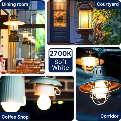 FLSNT 100W Equivalent A19 LED Light Bulbs, Efficient 12W, 1600Lumens, 2700K Soft White, CRI82, E26 Base LED Filament Light Bulbs, Clear Glass, 4 Pack, Non-Dimmable