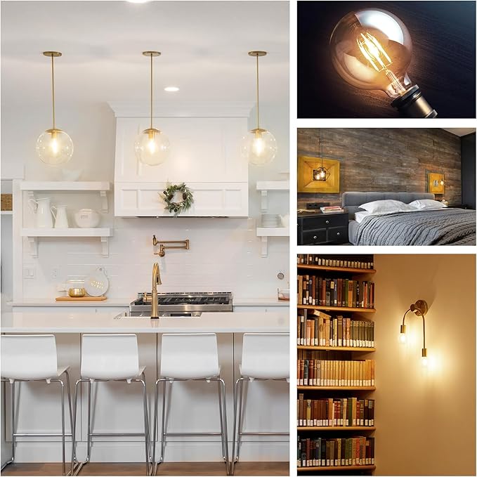 ENERGETIC SMARTER LIGHTING Dimmable LED Edison Light Bulb, G25 (G80) Globe Bulb, 60W Equivalent, 3000K Warm White, Christmas Light, E26 Standard Base, ETL Listed, 6-Pack