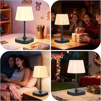 Outdoor Table Lamp - 8000mAh Cordless Rechargeable Battery,Dimmable LED Display Touch Lamp for Camping Patio and Bedroom (Black)