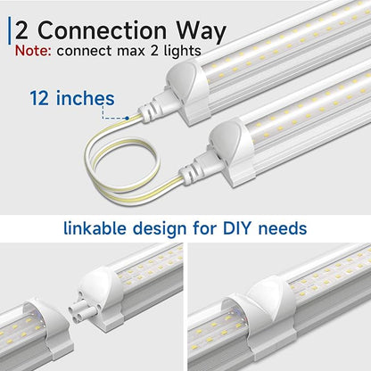 SHINESTAR 8FT 20-Pack LED Shop Light, Linkable T8 Tube Light Fixture for Garage, Basement, Office, 9000LM Super Bright, Daylight White 5000K, Plug and Play