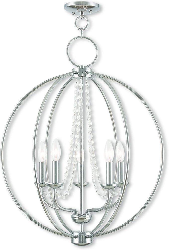 Livex Lighting 40915-05 Arabella 5 Light Chandelier, 22" x 22" x 28.25", Polished Chrome