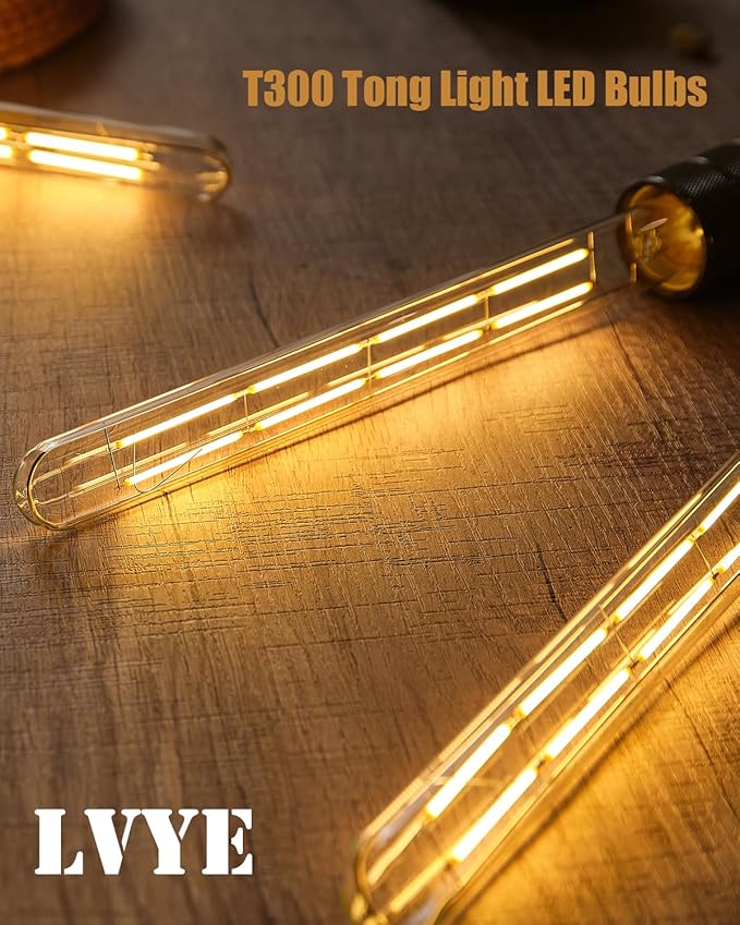 LED Tubular Light Bulbs,E26 Dimmable Long Led Bulbs,10W Equal 100 Watt, 2700K Warm White,11.8in Led Edison Tube Bulb,T10 Clear Glass Cover,6Pack.