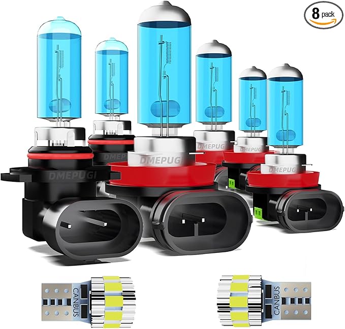 Compatible With Mazda CX-5 2013-2017, 9005 High Beam + H11 Low Beam + H11 Fog Lights + License Plate Lights,Bright Halogen Replacement Headlight Bulbs,Plug N Play, Pack of 8