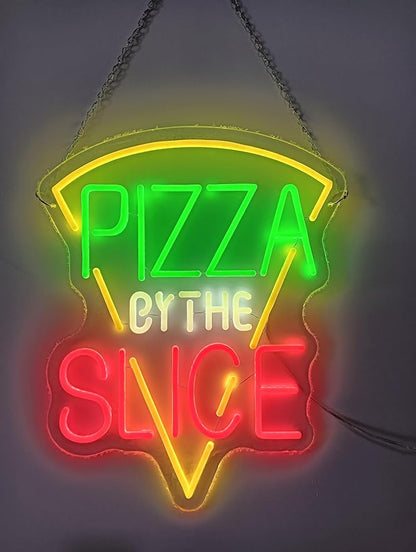 New 20"x16" Pizza by The Slice Neon Sign Beer Bar Pub Man Cave Business LED Neon Lamp Light DB350 Y