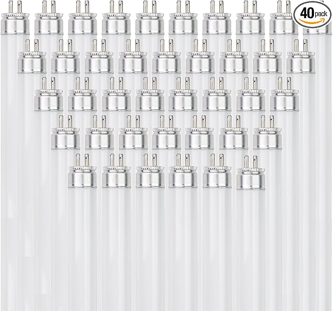 Sunlite 30300 F14T5/830 2 Foot T5 Linear Fluorescent Lamp, 14 Watts, 1200 Lumens, 3000K Warm White, Miniature G5 Bi-Pin Base, ROHS Compliant, High Performance Straight Tube, 40 Pack